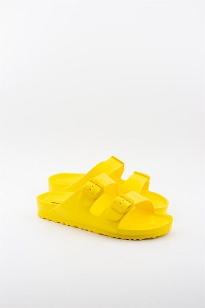 Settimo Women's Yellow Double Buckle Slippers