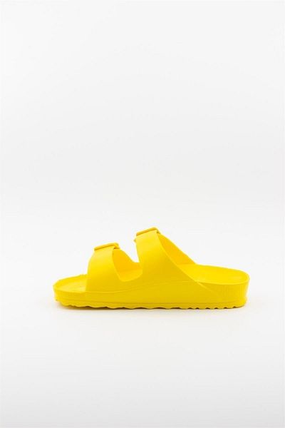 Settimo Women's Yellow Double Buckle Slippers