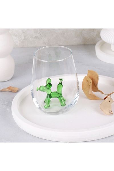 ADAMODART Single Water Cup with Green Balloon Dog Figure