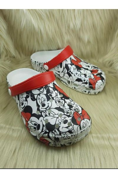 AkınalBella Women's Printed Mikimouse Emoji Sabo Slippers Sandals