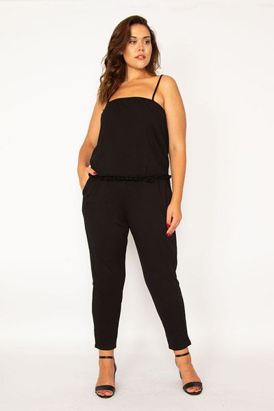 Şans Plus Size Jumpsuit - Black - Fitted