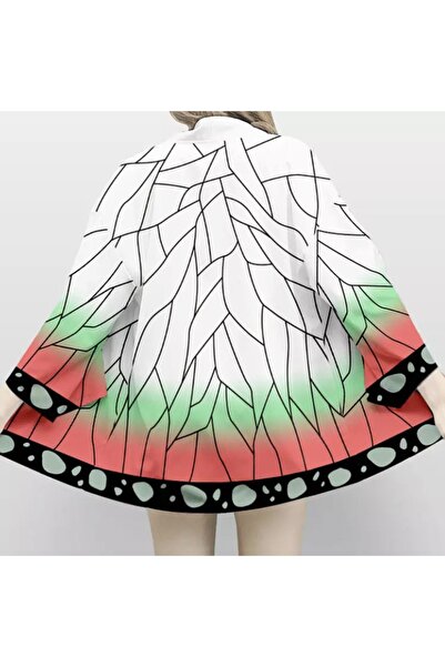 Gofeel Anime Harajuku Shinobu White Kimono Cloak with Demon Slayer Motif