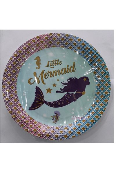 DÜVENCİ TİCARET Mermaid 8-Piece Cardboard Plate Set