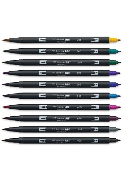Tombow : Ab-t Dual Brush Pen Graphic Pen Set : Bohemian Colors (10 Colors)