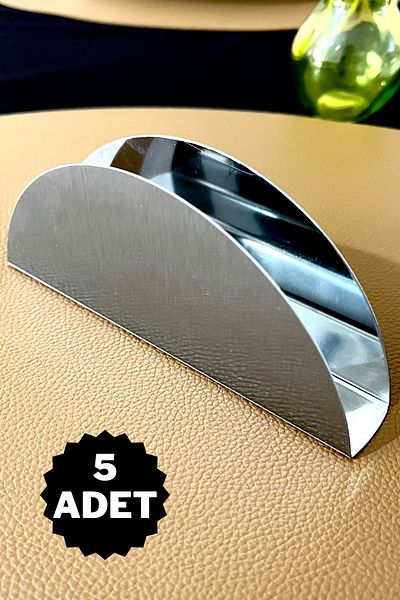 ÖzSa Home 5 Pieces Chrome Luxury Matte Napkin Holder Stainless Steel Metal Napkin Holder For Cafe Restaurant Diner