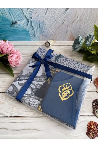 DuhaİslamiHediyelik Luxury Prayer Rug - Pearl Prayer Beads and Yasin Book Dowry Bundle Home Concept
