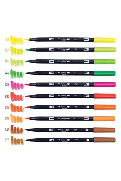 Tombow : Ab-t Dual Brush Pen Graphic Pen Set : Citrus Colors (10 Colors)