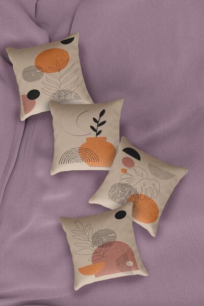 Dekomall Husă de pernă reversibilă în 4 piese Beige Bella 043