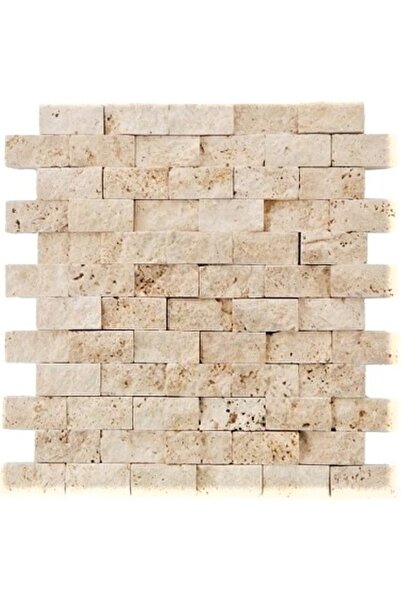 Taş Dekorasyon Fileli Traverten Doğal Patlatma Taş Duvar 2.5 X 5 Cm Minimum S...