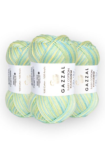 Gazzal Baby Cotton Rainbow 50 Gr 3 Pack Amigurimi Punch Πλεκτό Χέρι Κλωστή (480)