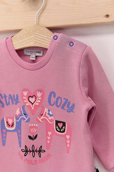 U.S. Polo Assn. U.S. Polo Assn Stay Cozy Light Dried Rose Baby Girl Set