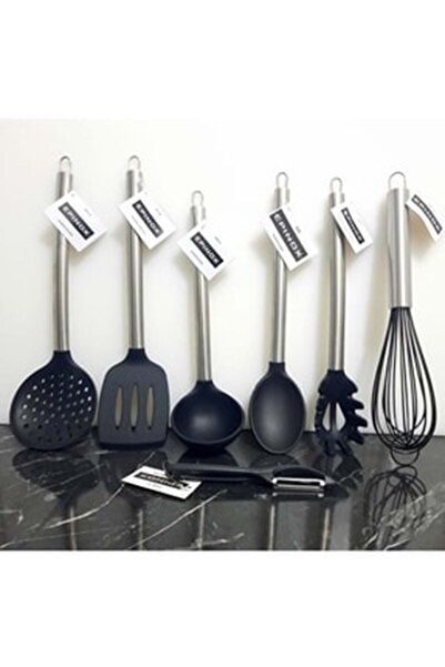 GÖNÜL Marble Patterned Black Silicone Ladle Set - G2869