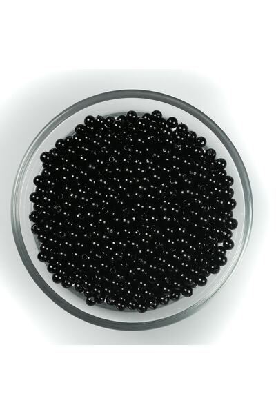 yfhobi 25 gram - 4 Mm Siyah Renk Inci Boncuk, Plastik Inci Boncuk, (500-550 A...