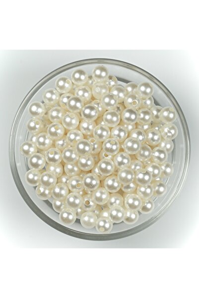 yfhobi 25 Gram - 8 Mm Krem Renk Inci Boncuk, Plastik Inci Boncuk, (83-86 Adet...