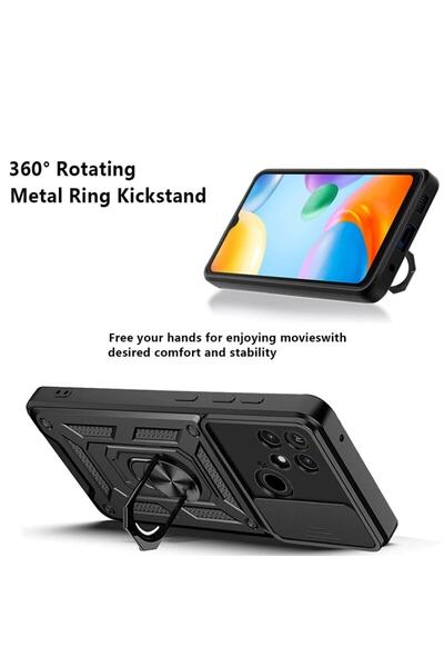 Fibaks حافظة هاتف Xiaomi Redmi 10c مع حماية للكاميرا وحلقة انزلاقية متوافقة مع الدبابة العسكرية
