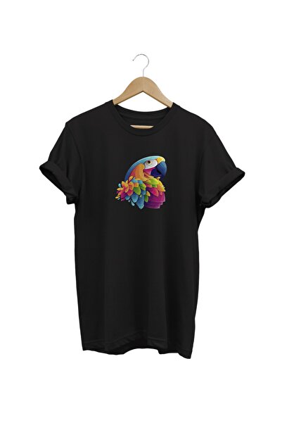 WİDİ Papagaj Štampano crna T-shirt