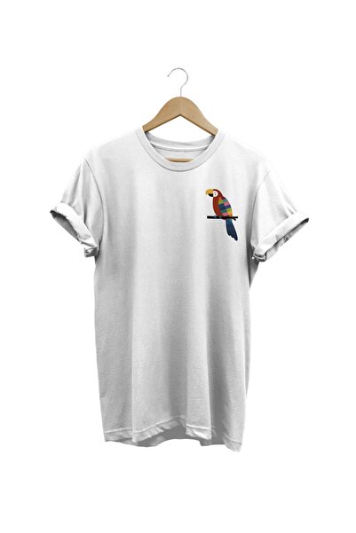 WİDİ Papagaj Štampano Beli T-shirt