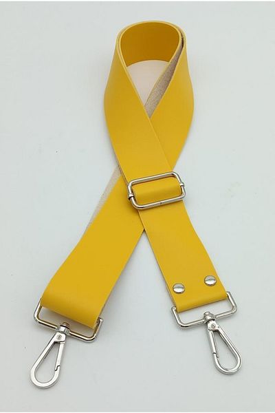 angel çanta aksesuar Faux Leather Yellow 120x4 Cm Bag Handle Calcap Silver Metal