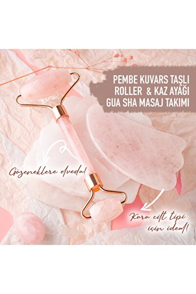 OSMANLI DOĞAL TAŞ Sertifikalı Pembe Kuvars Doğal Taşı Roller Ve Kaz Ayaklı Gu...