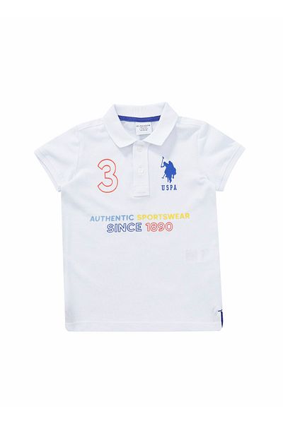 U.S. Polo Assn. Τυπωμένο White Boy's Polo T-shirt Green Vr013