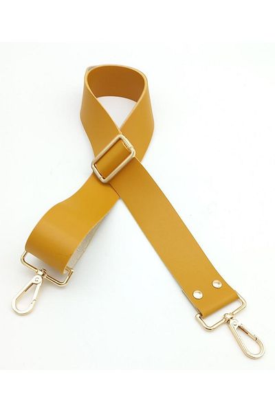 angel çanta aksesuar Mustard Faux Leather Bag - 120X4 Cm, Handle, Light Gold Metal