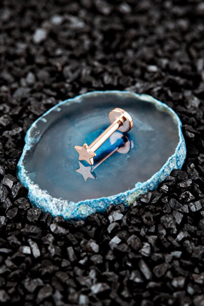 Valhalla Cerrahi Çelik Kıkırdak Tragus Yıldız Piercing Rosegold