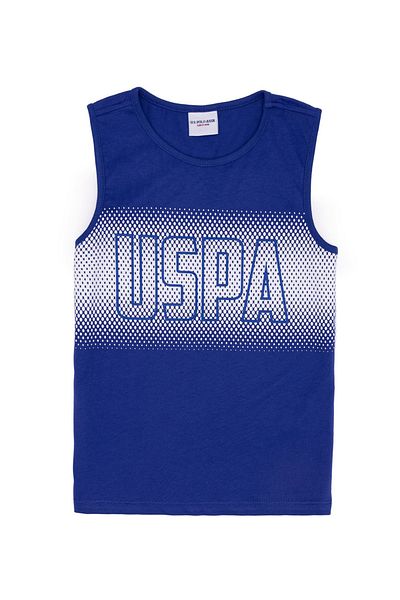 U.S. Polo Assn. Синя момчешка тениска с щампа Askids Vr212