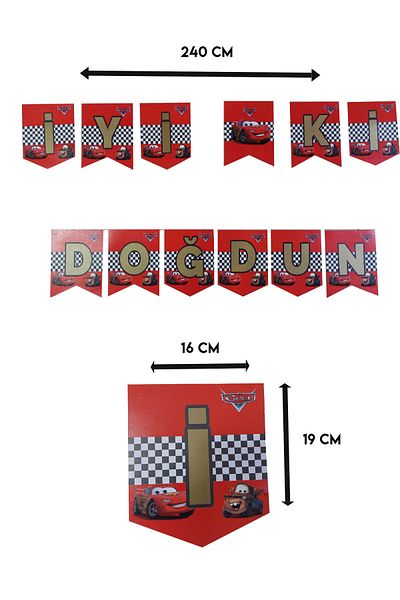 Parti dolabı Cars Cars Καλή ημέρα γενεθλίων Banner Στολίδι γενεθλίων Lightning Mcqueen 240cm