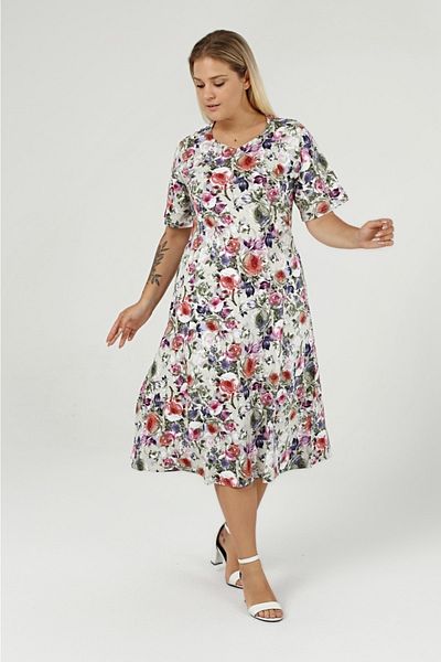 Nehir tekstil Pentagonal Collar Piece Stitched Half Sleeve Plus Size Cotton Combed Dress