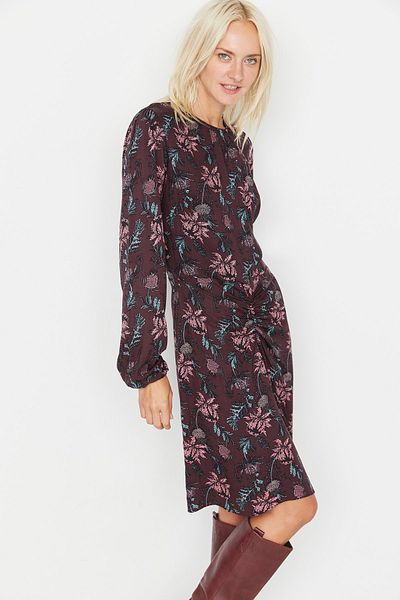 Trendyol Collection Βουργουνδία υφαντό Λεπτομερές υφαντό φόρεμα TWOAW23EL00479