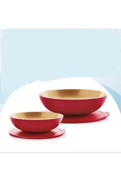 Tupperware Berrak Gold Kırmızı Servis Saklama Kabı 1.5 Lt Ve 3.5 Lt