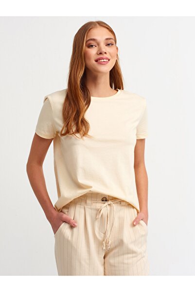 Dilvin Kadın Bisiklet Yaka Basic T-shirtı 3471