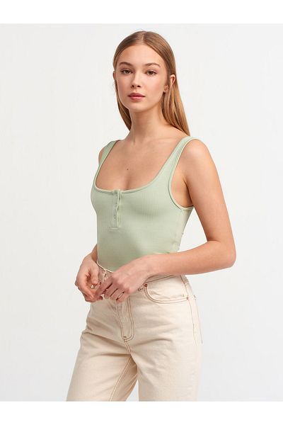 Dilvin Mintfarbene Crop-Bluse für Damen 3695