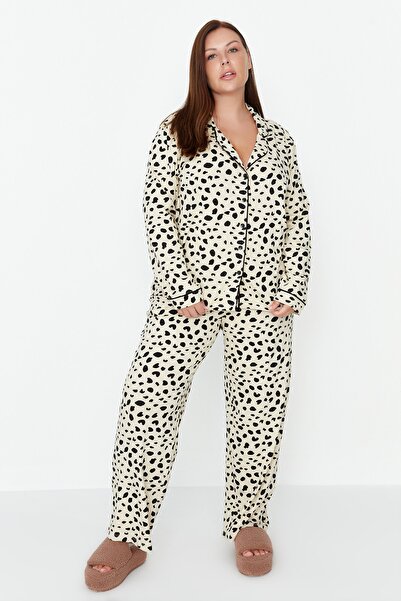 Trendyol Curve Plus Size Pajama Set - Multi-color - Animal print