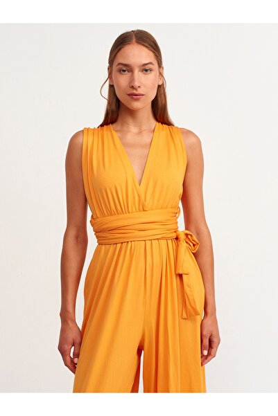 Dilvin Orange Cross Overalls - Halter Neck