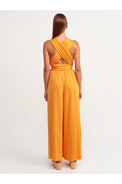 Dilvin Orange Cross Overalls - Halter Neck