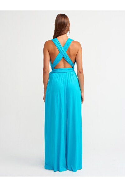 Dilvin 7956 Halterneck Jumpsuit Turquoise
