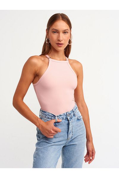 Dilvin 3804 Crop Top with Accessories-pink