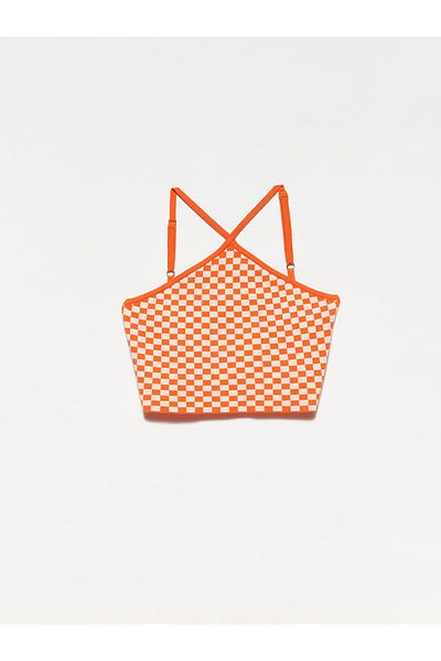 Dilvin 10185 Tank top z przednim paskiem krzyżowym, pomarańczowy