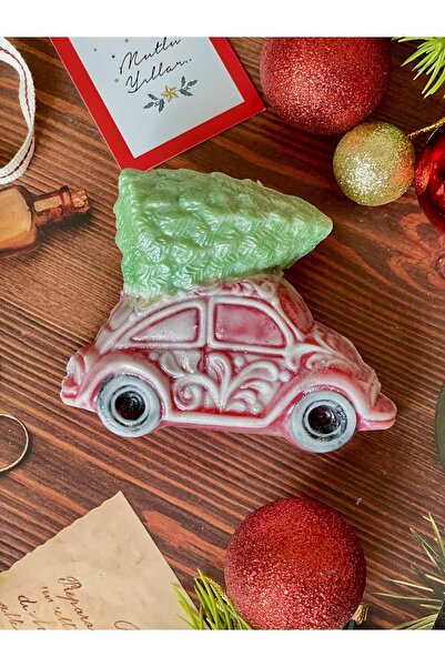 Şirin Yılbaşı Çam Ağacı Kırmızı Araba El Yapımı Hediye Kokulu Sabun