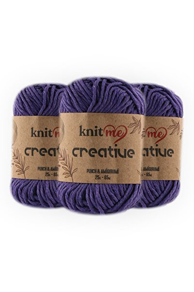knitme Creatıve 25 Gr Pachet de 3 bumbac 100% Amigurumi Punch Ață de tricotat manuală Taka Yarn (1031)