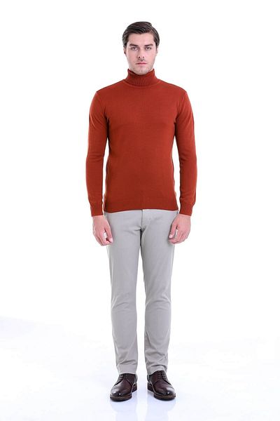 Hatemoğlu Men's Tile Regular Fit Plain Turtleneck Knitwear Sweater