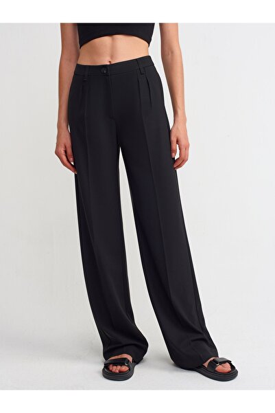 Dilvin 70520 Széles szárú nadrág - fekete