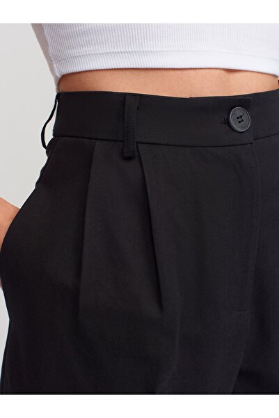 Dilvin 70346 Yüksek Bel Cepli Pantolon-siyah