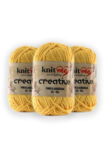 knitme Creative 25 Gr Pack of 3 100% Cotton Amigurumi Punch Hand Knitting Yar...
