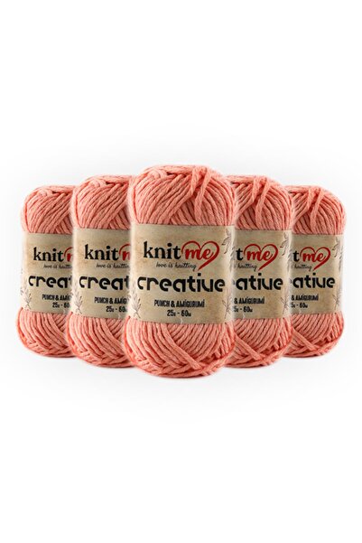 knitme Creatıve 25 Gr Pachet de 5 bumbac 100% Amigurumi Punch Ață de tricotat manuală Taka Yarn (1039)