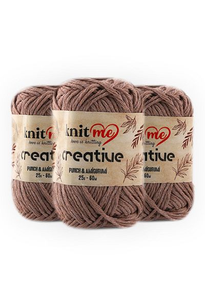 knitme Creatıve 25 Gr 3'lü Πακέτο %100 βαμβάκι Amigurumi Punch Χειροποίητο Νήμα Taka Yarn (1047)
