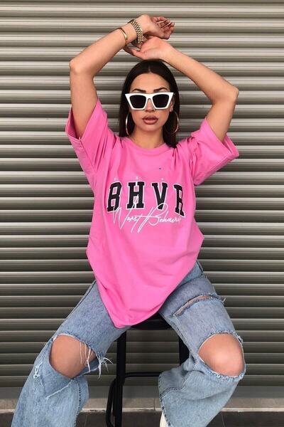 Machetta Ženski BHVR roze Oversize kroj Štampano T-shirt