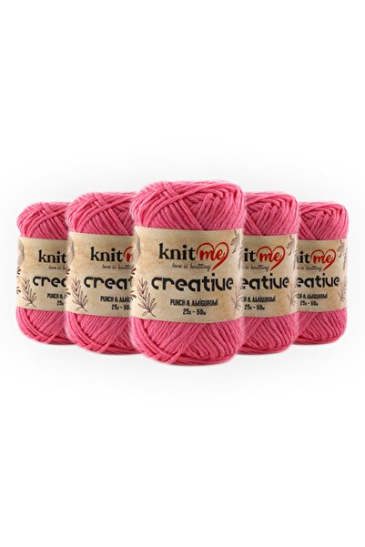 knitme Creatıve 25 Gr Pachet de 5 bumbac 100% Amigurumi Punch Ață de tricotat manuală Taka Yarn (1022)