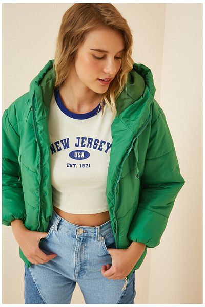 ubmbutik Palton puf cu glugă - Benetton Green